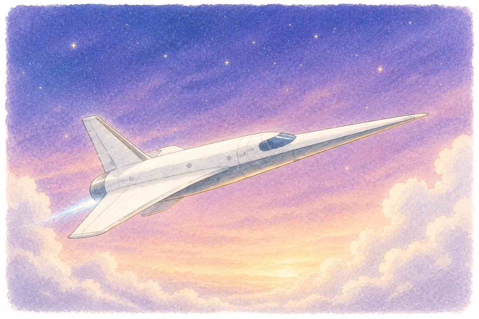 静かな宇宙空間を進む宇宙船のイラスト